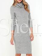 Shein Grey Knittet Long Sleeve Designs Casual Dress