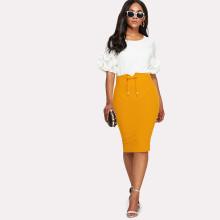 Shein Pearl Embellished Zip Back Slit Hem Skirt