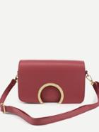 Shein Red Metal Ring Accent Flap Bag