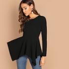 Shein Asymmetrical Hem Peplum Tee