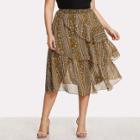 Shein Plus Mixed Print Layered Ruffle Skirt
