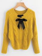 Shein Bow Detail Cable Knit Sweater