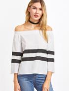 Shein Bardot Kimono Sleeve Striped Top