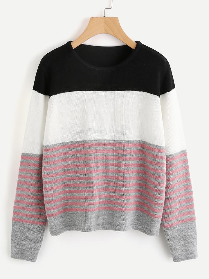 Shein Color Block Striped Jumper