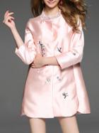 Shein Pink Contrast Lace Embroidered Shift Dress