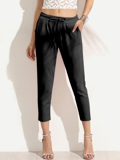 Shein Black Drawstring Waist Peg Pants