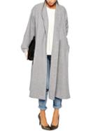 Shein Lapel Pockets Long Grey Coat