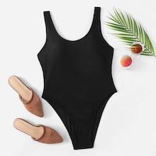 Shein Plain Low Back One Piece Swimwear