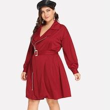 Shein Plus Solid Zip-up Dress