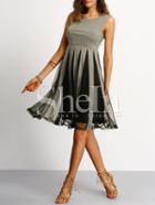 Shein Grey Black Sleeveless Pleated Dress