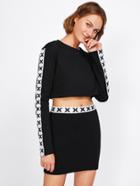 Shein Contrast Panel Sleeve Crop Tee