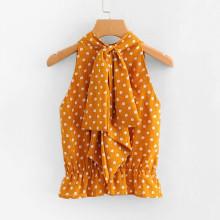 Shein Knot Back Pep Hem Blouse