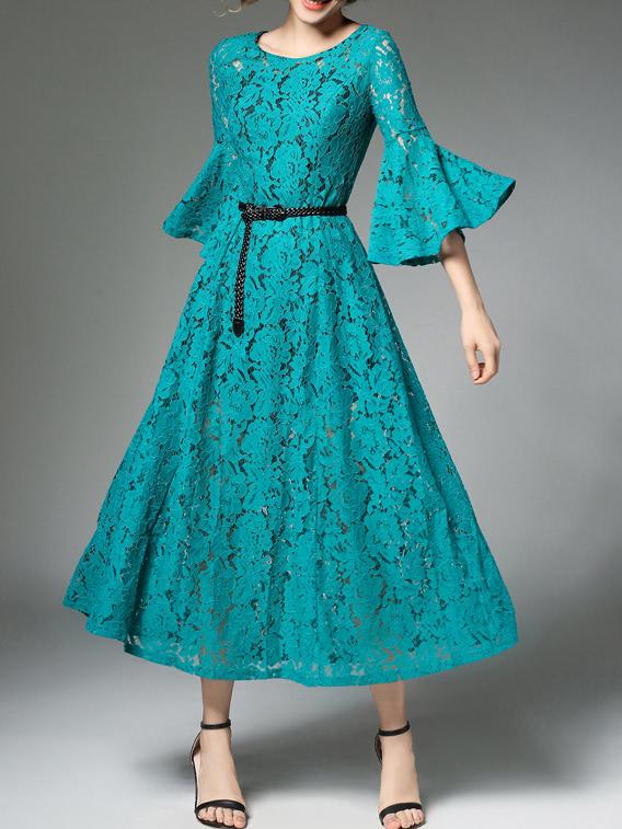 Shein Bell Sleeve Lace Maxi Dress