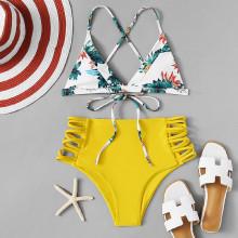Shein Ladder Cut-out Criss Cross Bikini Set