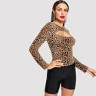 Shein Open Front Leopard Print Tee
