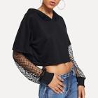 Shein Contrast Fish Net Hoodie Sweatshirt