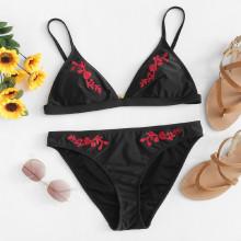 Shein Flower Embroidery Bikini Set