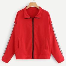 Shein Plus Stand Collar Zipper Up Jacket