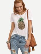 Shein White Pineapple Print Short Sleeve T-shirt