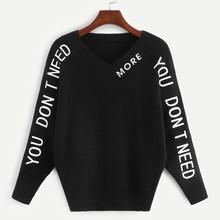 Shein V Neck Letter Print Jumper