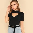 Shein V Cut Front Solid Tee