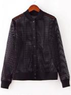 Shein Black Button Front Hollow Jacket