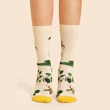 Shein Leaf Pattern Socks 1pair