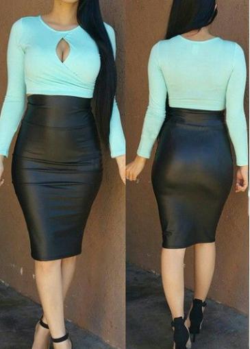 Rosewe Keyhole Neckline Long Sleeve Sheath Dress