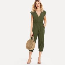 Shein V Neckline Pleated Waist Jumpsuit