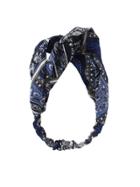 Shein Blue-black Elastic Colorful Polyester Geometric Print Headbands