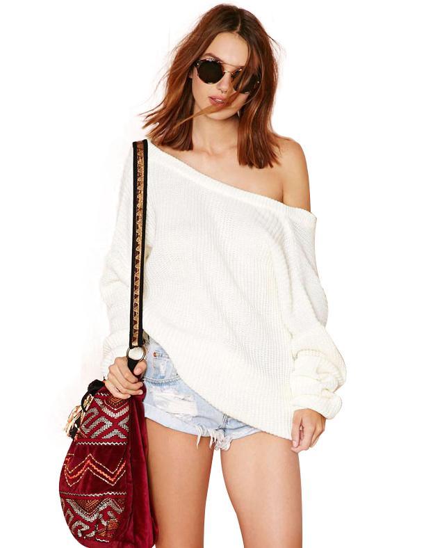 Shein White Long Sleeve Oversized Sweater