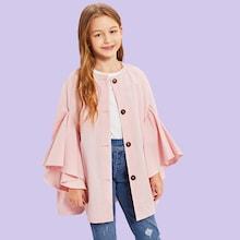 Shein Girls Ruffle Detail Cape Coat
