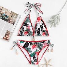 Shein Crochet Trim Random Pattern Bikini Set