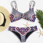 Shein Twist Front Strappy Floral Bikini Set