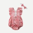 Shein Girls Contrast Lace Frill Trim Backless Jumpsuit
