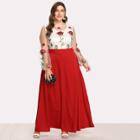 Shein Plus Bishop Sleeve Embroidery Mesh Overlay Dress