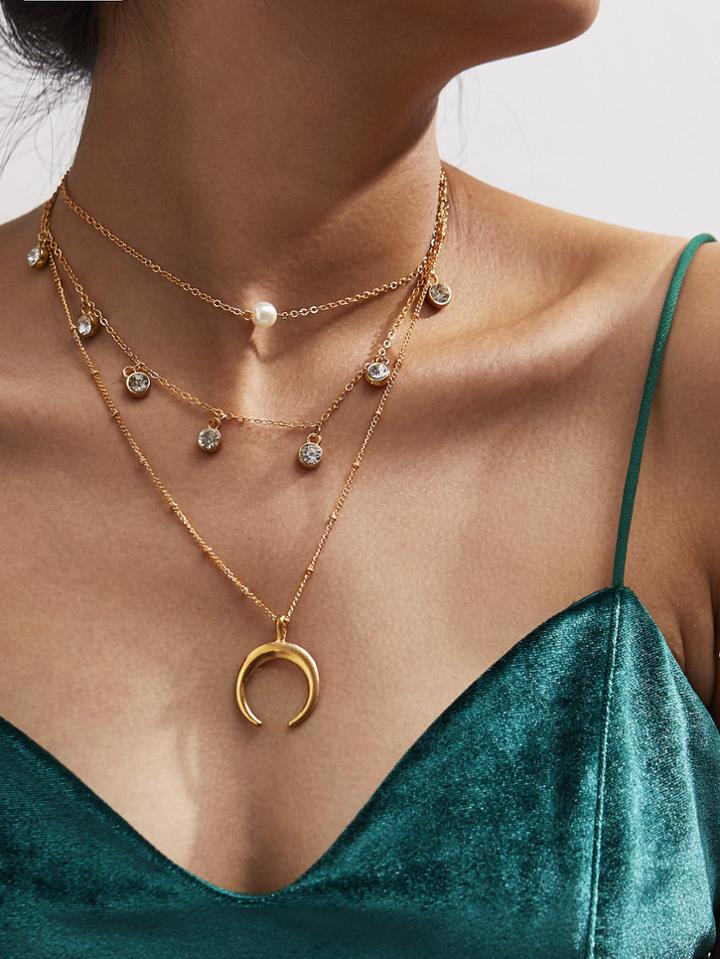 Shein Crescent Moon Layered Choker Necklace