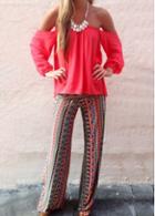 Rosewe Low Waist Tribal Print Loose Pants