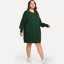 Shein Plus Lantern Sleeve Solid Sweatshirt