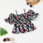 Shein Girls Bird Print Shirred Bardot Top