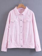 Shein Button Up Ripped Denim Jacket