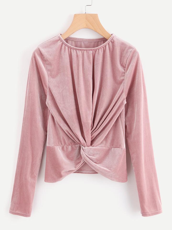 Shein Twist Front Ribbed Tee