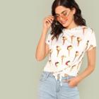 Shein Ice Cream Print Knot Front Tee