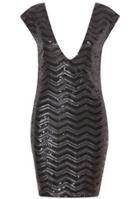 Shein Black Cap Sleeve Sequined Bodycon Dress