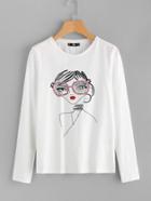 Shein Glass Lady Print Tee