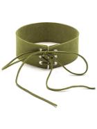 Shein Green Lace Up Wide Choker Necklace