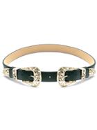 Shein Green Double Buckle Faux Leather Belt