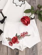 Shein Rose Patch Zip Back Wrap Skort