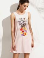 Shein Pink Print Casual Sleeveless Dress