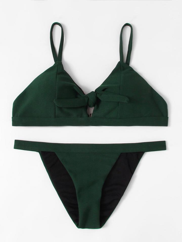 Shein Knot Front Cami Bikini Set